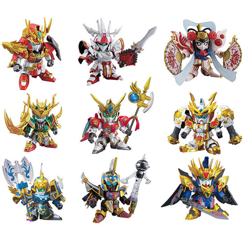 Kingdoms-Figuras Anime Gundam, SD, BB, Três Sousou, Teni Ryofu, Kanu Koumei, Modelo Chouun, Plastic Puzzle, Brinquedos Robôs, 10cm