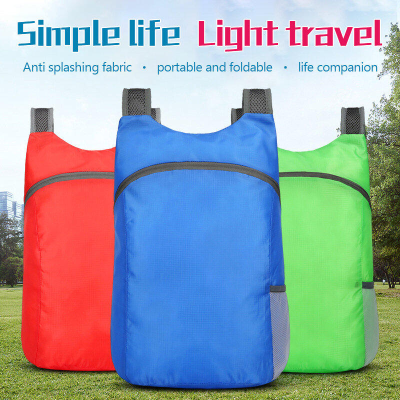 Tas lipat Travel pria dan wanita, ransel perjalanan luar ruangan portabel dapat dilipat 20 cahaya ultra untuk pria dan wanita
