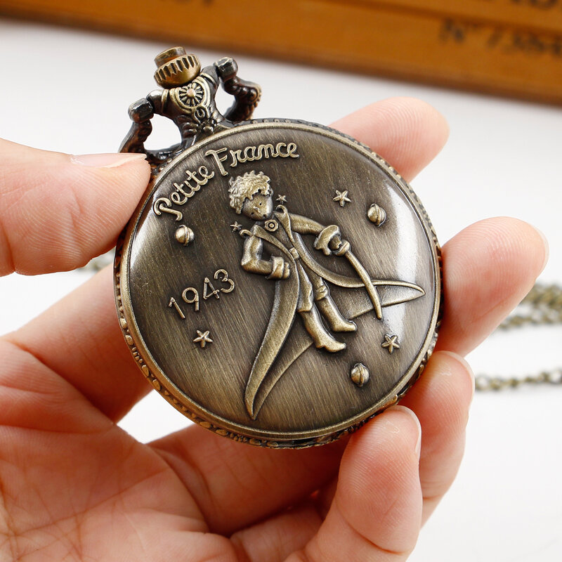 Reloj de bolsillo de arte romántico ordinario para niño, reloj de collar de movimiento de cuarzo con cadena FOB, regalo