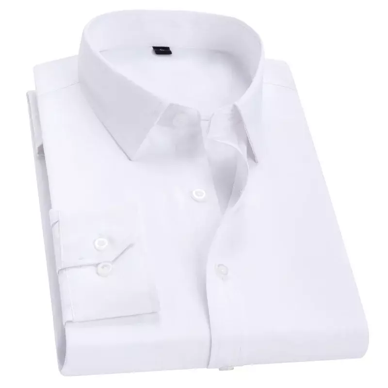 Biała koszula męska z długimi rękawami Trend elegancka typu Slim przystojny koszule do biura profesjonalna formalna solidna Plus rozmiar koszula na co dzień topy