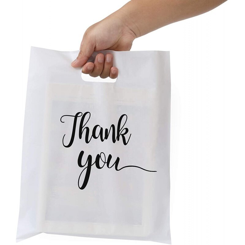 Prodotto personalizzato, sacchetti di plastica riutilizzabili ecologici di grandi dimensioni per la spesa al dettaglio con manici per piccoli negozi al dettaglio