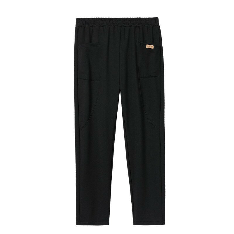 High quality long pant for women big size elastic waist slim cotton trousers new spring 2024 casual clothing  - black