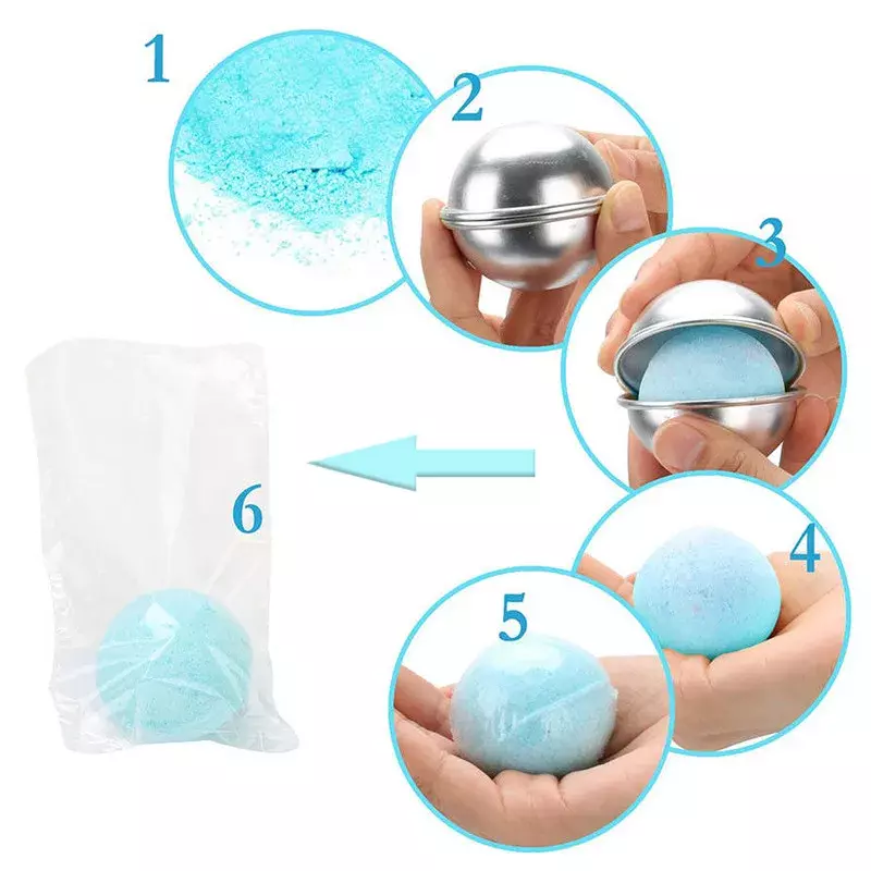 Rodada alumínio liga esfera banho bomba moldes, sal bola, artesanato ferramenta caseira, presentes DIY, 2pcs