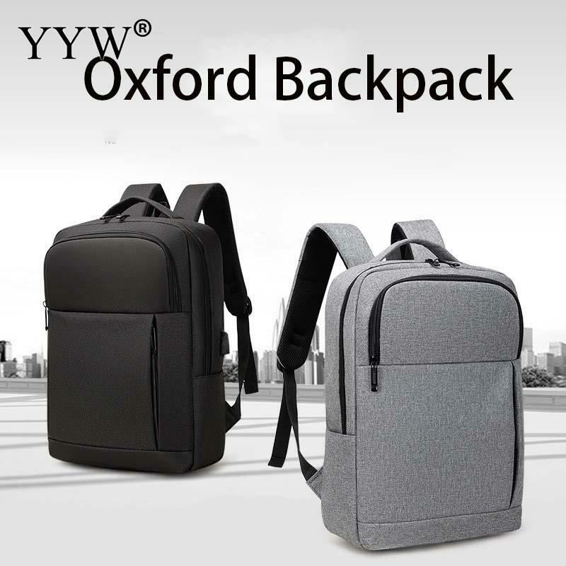 متعددة جيب لينة أكسفورد المنظم حقيبة الظهر سعة كبيرة حقيبة كمبيوتر محمول عادية USB شحن السفر حزمة سستة مكافحة سرقة حقيبة الظهر