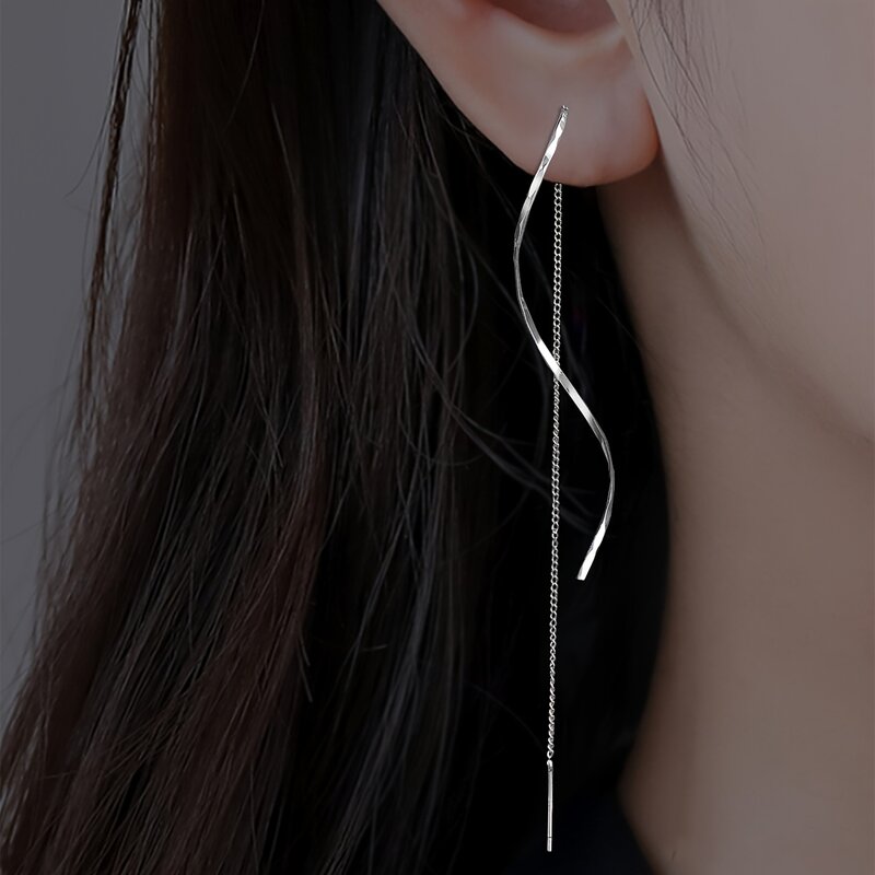 Accessori per le donne orecchini lunghi con nappe per le donne a forma di onda semplice orecchino a catena lunga regalo di gioielli per feste di matrimonio