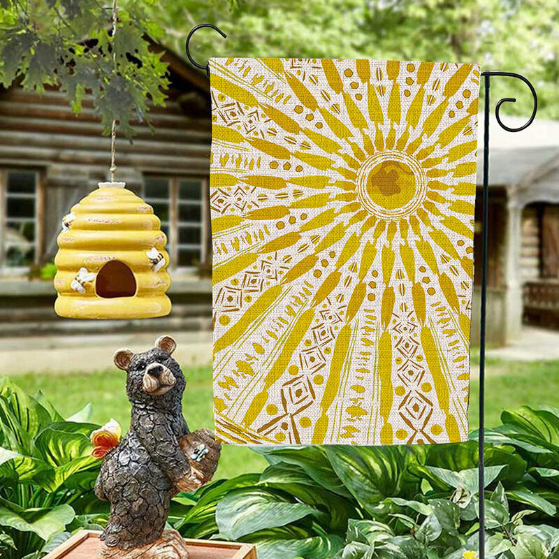 1 multicolored summer sunshine sunflower puppy parrot beach double-sided printed garden flag, excluding flagpole