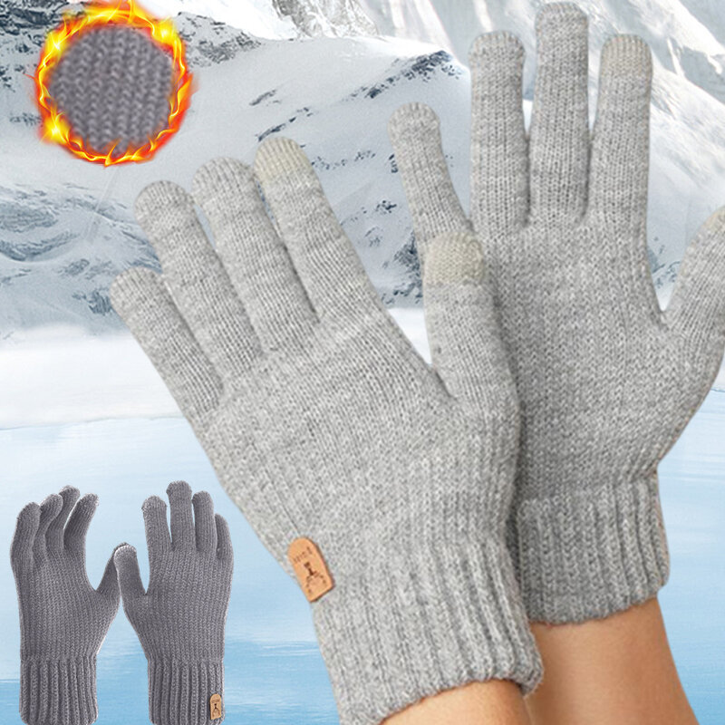 New Cashmere Gloves Winter Warm Five Finger Mittens Touchable Men Office Outdoors Cycling Motorcycle Cold-proof Fingering Glove