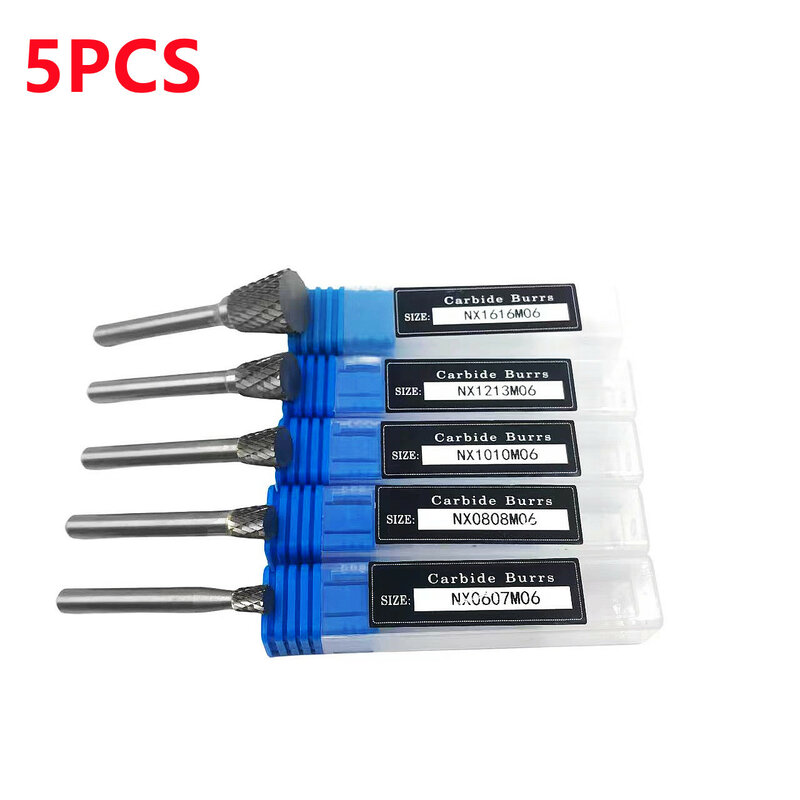 5PCS drill bit milling carving drill bit NX head rotary file hard alloy point burr mold grinding machine grinding tool