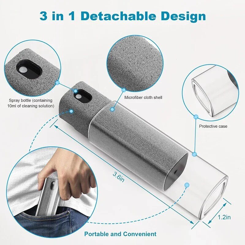 Universal Cellphone Screen Cleaner Spray Touchscreen Polishing Cloth Cleaner Brush for IPhone 15 Pro Android Metal Dust Plugs