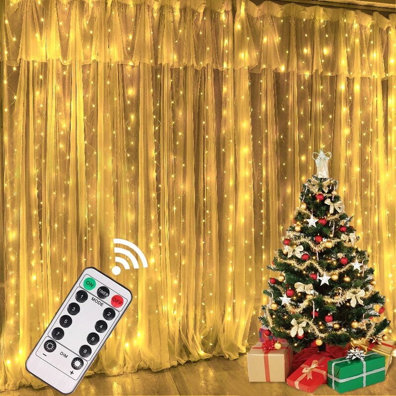 USB LED 커튼 화환 꽃줄 LED 조명, 크리스마스 스트링 조명, 크리스마스 장식, 2022 휴일 웨딩 장식