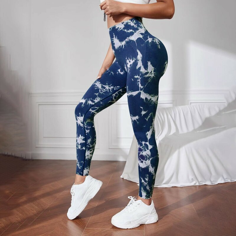 Tie Dye Seamless Fitness Leggings para Mulheres, Push Up Yoga Pants, Workout Clothes, Gym Sportswear, Jogging Sport Outfit