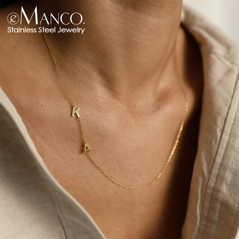 EManco золотистый кулон с буквами, ожерелье-чокер с именем, 26 букв, лоскутное ожерелье с именем на заказ, изящные украшения для женщин