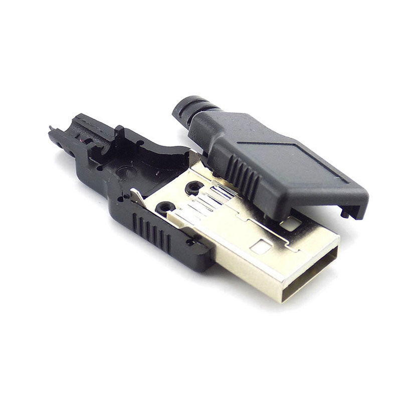 5/10 stücke 4-poliger USB 2,0 Typ A Stecker Stecker Adapter mit schwarzer Kunststoff abdeckung Löt typ DIY Stecker h10