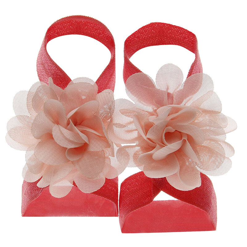 Dziecięce buty dziewczęce jednolita, szyfonowa kwiat boso sandały stopy akcesoria dla noworodków dziewczęta niemowlęta sandalias niña