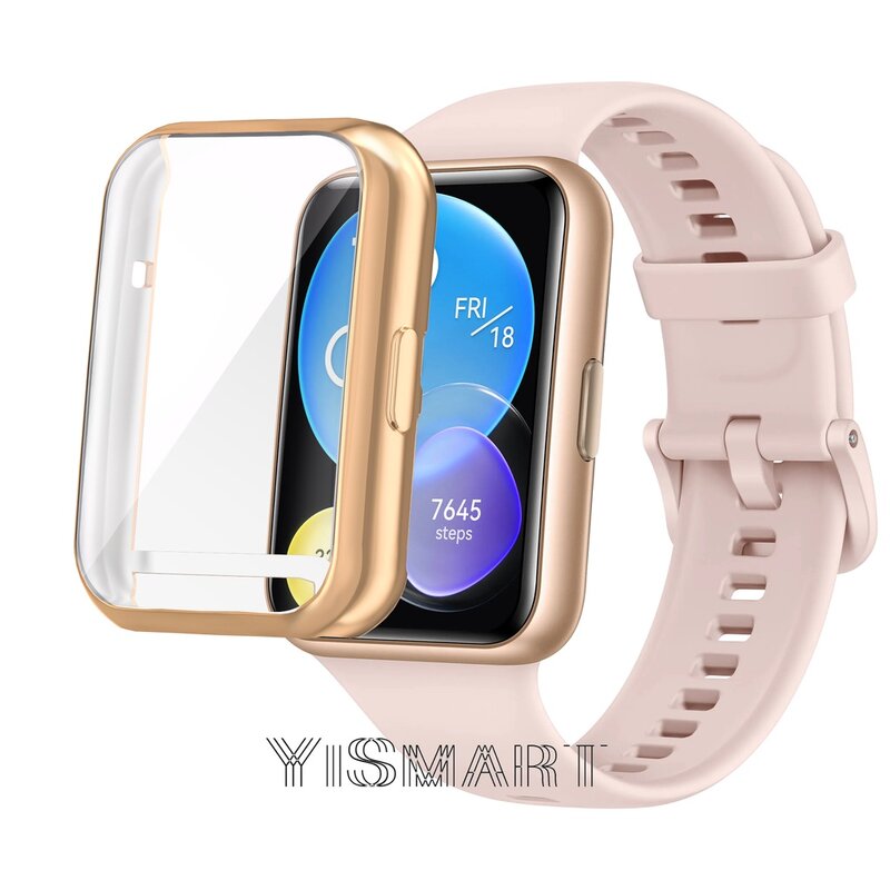 Tpu Electroplated Beschermhoes Cover Voor Huawei Horloge Fit 1/2 Screen Protector Siliconen Shell Accessoires Voor Huawei Fit Nieuwe