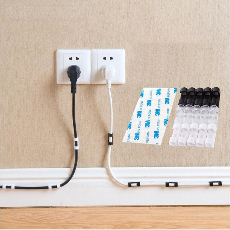 Universal Cable Organizer USB Cable Winder Desktop Tidy Cable Management Clips Cord Holder Wall Wire Manager Data Line Organize