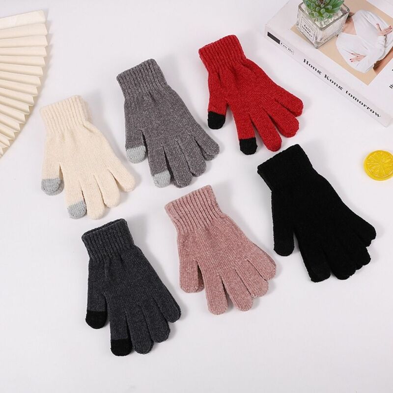 1Pair New Fashion Winter Gloves Keep Warm Cute Furry Warm Gloves  For Women Men Outdoor Sport Knitted Mittens