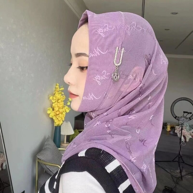 Châle Hijab Arabe pour Fille, Vêtement Musulman, de Couleur Unie, pour Été