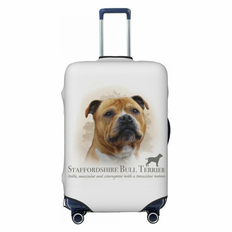 Kustom Staffordshire Bull Terrier penutup koper tahan debu hewan peliharaan anjing bagasi penutup pelindung untuk 18-32 inci