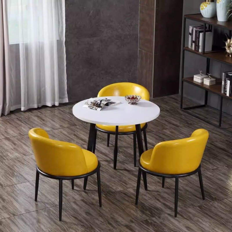 Soggiorno tavolino minimalista Set rotondo Pub sedia in metallo sala da pranzo francese Set Muebles De Cafe tavolo sedia Set ristorante