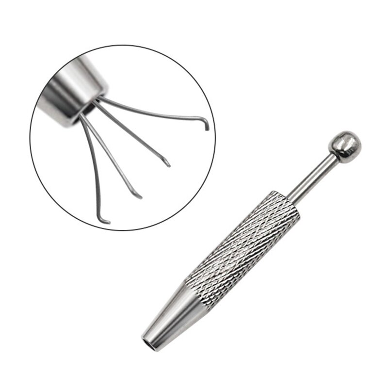 Piercing Ball Grabber Tool Pick Up Tool with 4 Prongs Holder Diamond Claw Tweezers for Small Parts Pickup IC Chips Gems