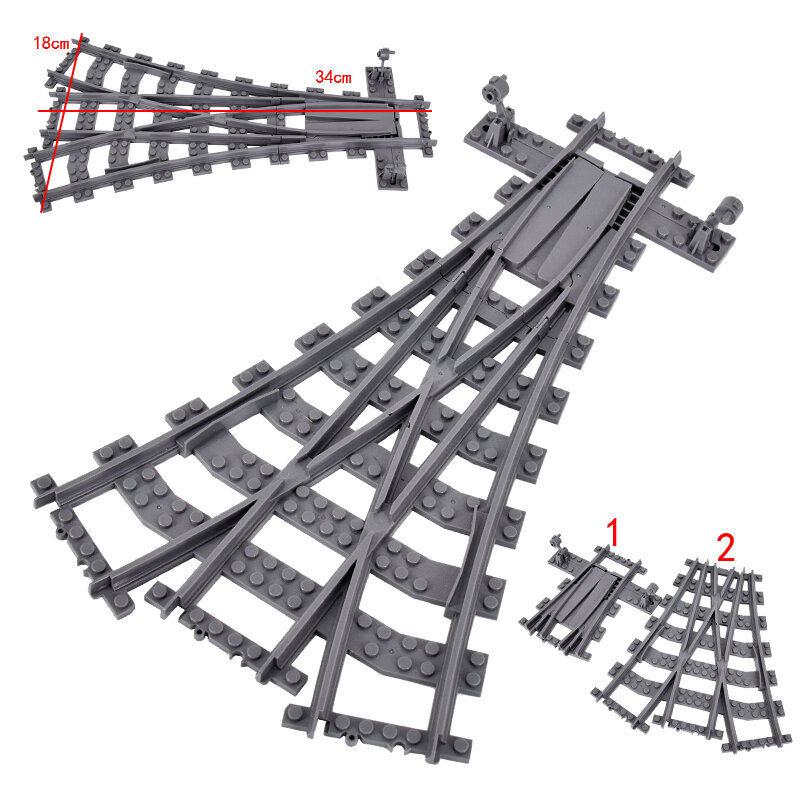 Bloques de construcción de trenes urbanos para niños, juguete de ladrillos para armar vías de ferrocarril con interruptor Flexible, cruce de vías rectas y curvas, Compatible con 7996