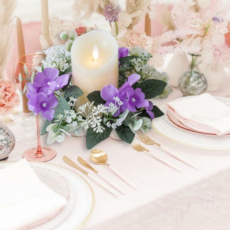 Candle Ring Wreath Artificial Flower for Thanksgiving Wedding Centerpieces