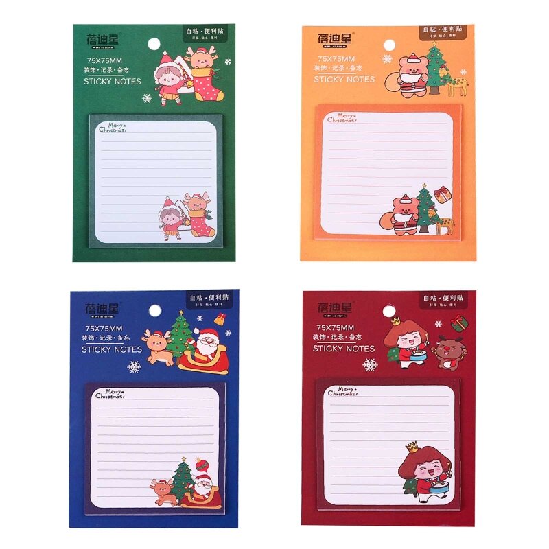 10Pcs Mini Sticky Notes Pads Cartoon Christmas Sticky Notes Papers 20 Sheets/Pad