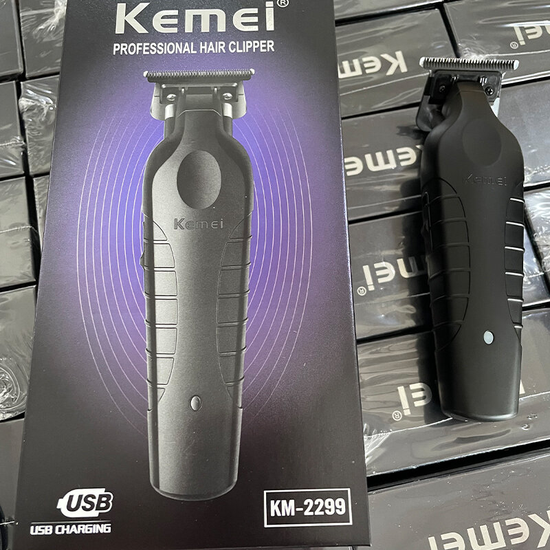 Kemei-Cordless Elétrica Cabelo Trimmer para Barber, Zero Gapped Carving Clipper, Finish Máquina de Corte, Detailer Profissional, 0 milímetros, 2299