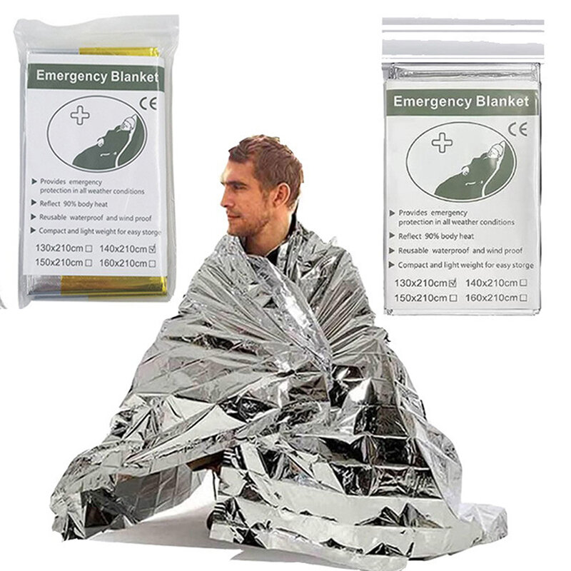 Outdoor Survival First Aid Military Rescue Kit Emergency Blanket Windproof Waterproof Foil Thermal Blanket For Camping Hiking