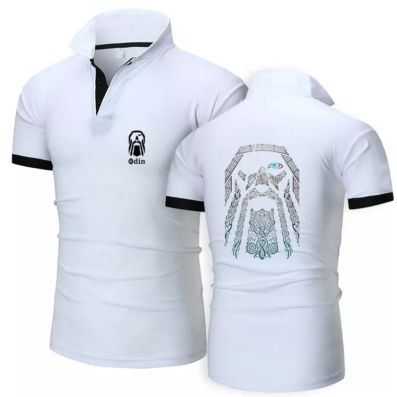 2024 nowych mężczyzn Wikingowie Odin wojownicza legenda z nadrukiem letnia koszulka Polo casualowa bawełna wysokiej jakości z krótkimi rękawami klasyczna koszulka Top