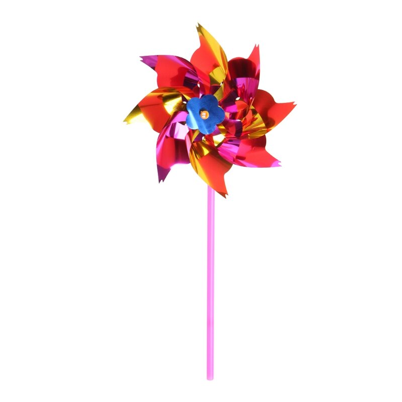 10 個のプラスチック風車風車風スピナー子供のおもちゃの庭の芝生​​パーティーの装飾