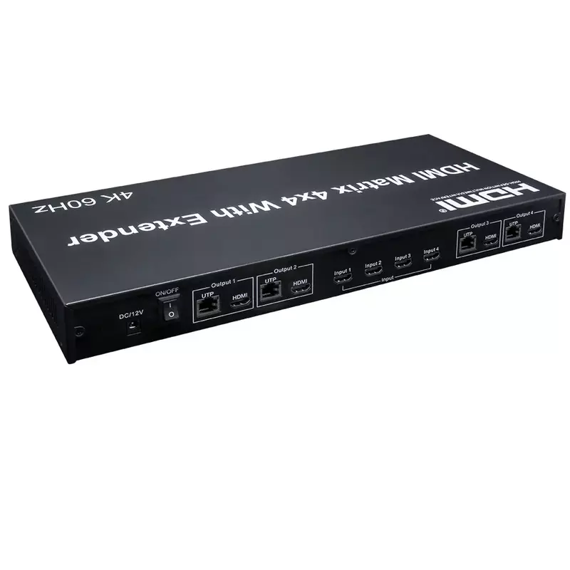 Matriz HDMI 2,0 4x4 con extensor a través de Cat5e Cat6 Rj45, divisor de interruptor de Cable Ethernet, pantalla de 4 y 8 canales, 4K, 60Hz