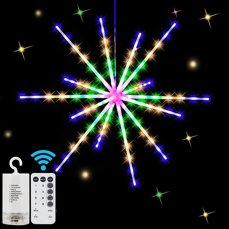 Guirnalda de luces LED de fuegos artificiales, lámpara de meteorito alimentada por batería para boda, fiesta de Navidad, decoración interior y exterior, Año Nuevo, 2023