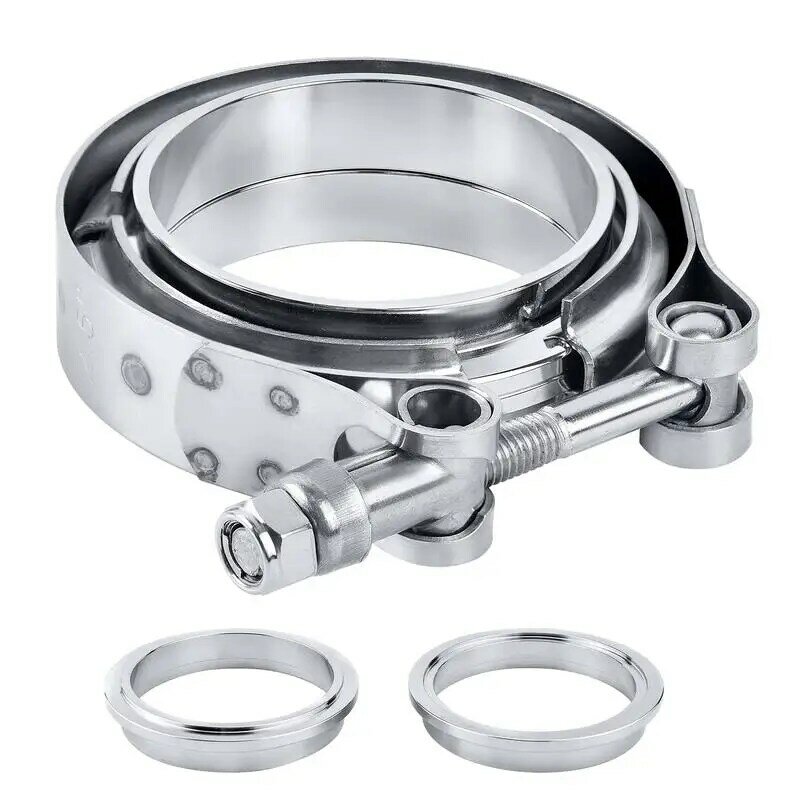 Exhaust Flange Clamp Stainless Steel V-Shape Clamps For Automotive Recessed Opening Leak-Free Connection Tool For SUVs Sedans