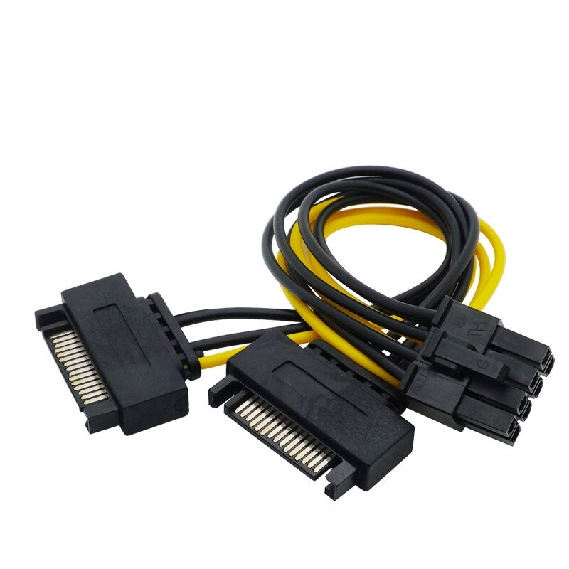 Nowa podwójna karta graficzna SATA 15pin do 8pin kabel Adapter 20cm pci-e SATA kabel zasilający 15-pinowy do 8-pinowego kabla