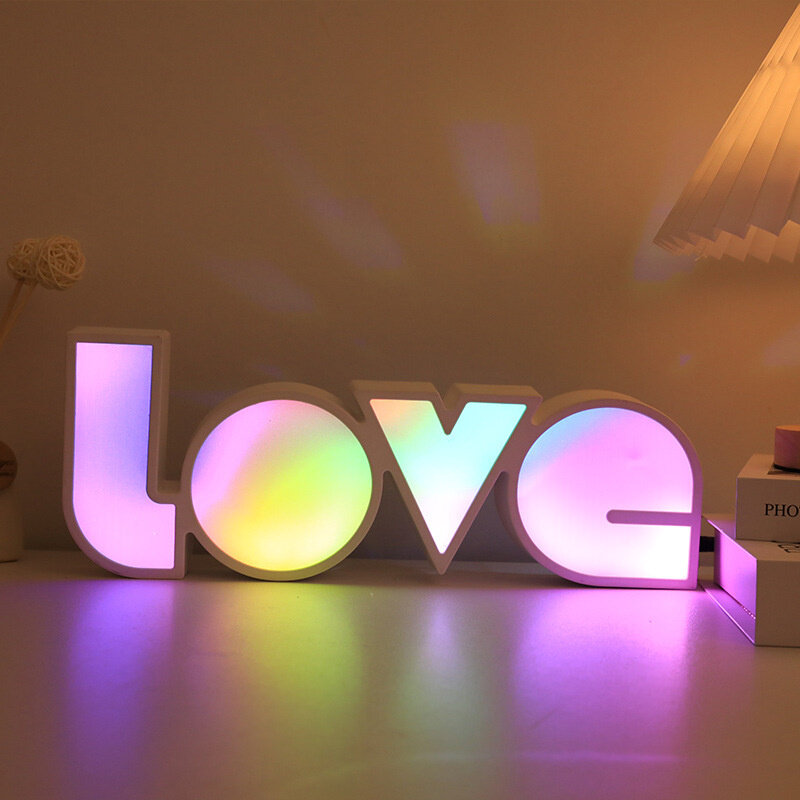50Pcs Led Love Colorful Night Light USB Battery Operated Neon Lamp Atmosphere Room Relaxing Wedding Decoration Lighting Gift