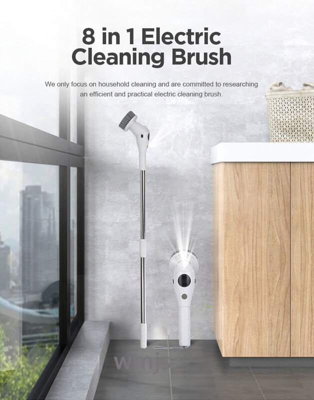 8-in-1 elektrische Reinigungs bürste Haushalts reinigungs bürste multifunktion ale Fenster toilette Badrein igung bruhesh LED Nachtlicht