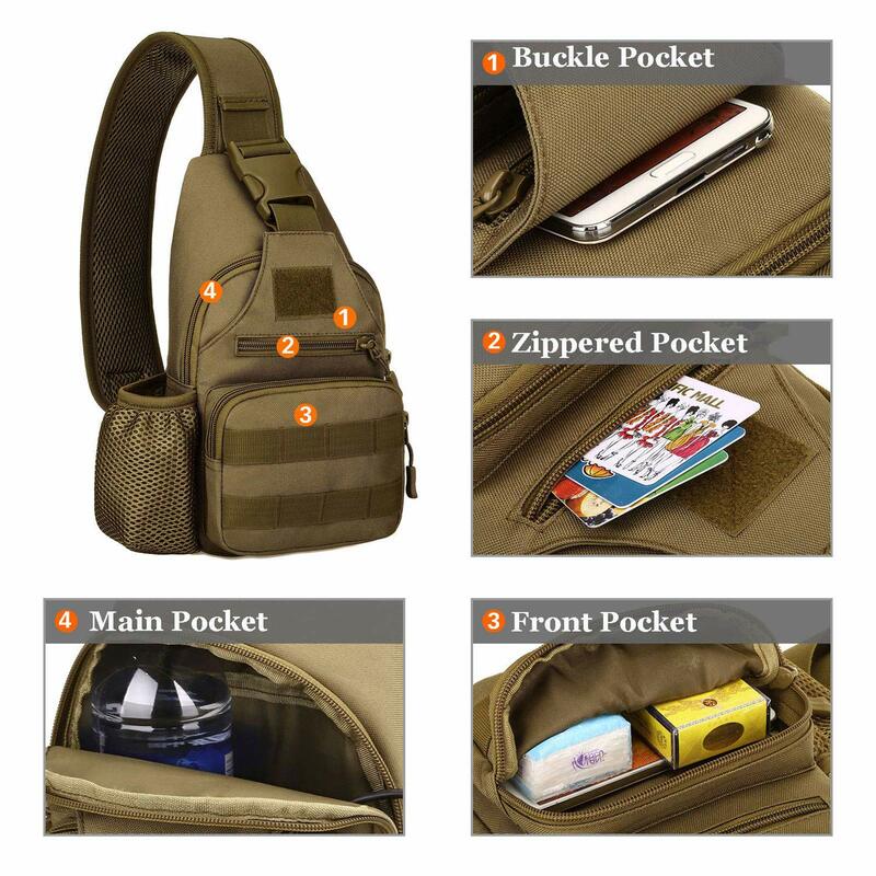 Taktyczne wojskowe torba z paskiem do noszenia na piersi wodoodporne plecak na ramię męskie plecak na jeden pasek z uchwyt na butelkę wody