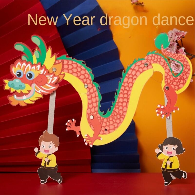 Paquete de Material de fabricación de dragón de Año Nuevo Chino hecho a mano, regalo de recorte de papel delicado DIY, desarrollo intelectual creativo