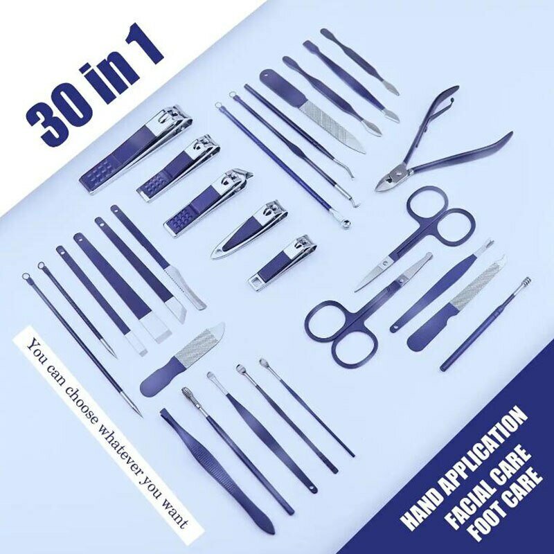 30 Stuks Manicure Snijders Nagelknipper Set Huishoudelijke Roestvrijstalen Manicure Kit Nagelknipper Pedicure Nagelschaar Tool