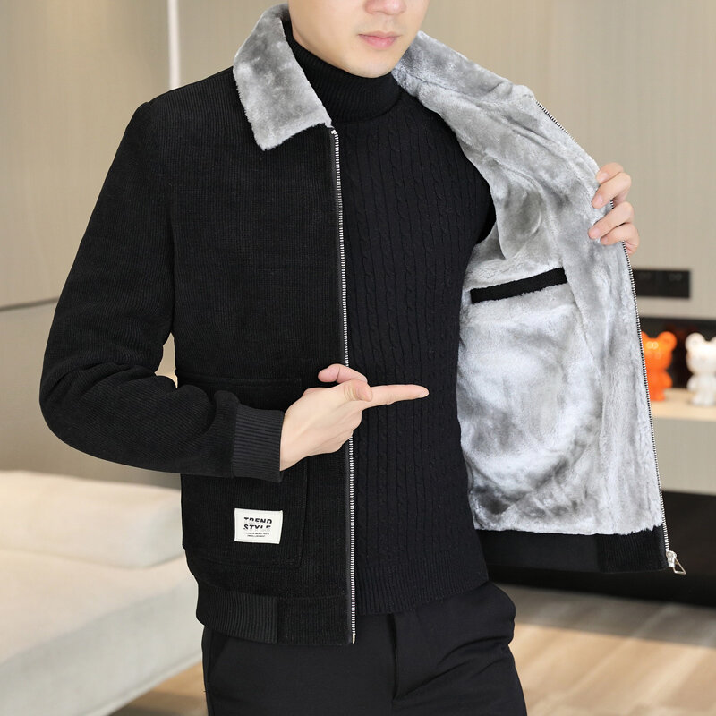 Casaco grosso e quente masculino, casaco de lã, sobretudo casual, roupa de negócios, streetwear social, outono, inverno, moda