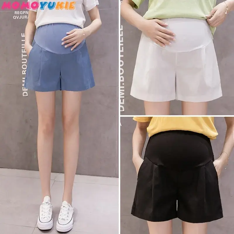 Verão algodão maternidade barriga calças curtas grávidas shorts gravidez calças curtas ajustável roupas de barriga estilo coreano