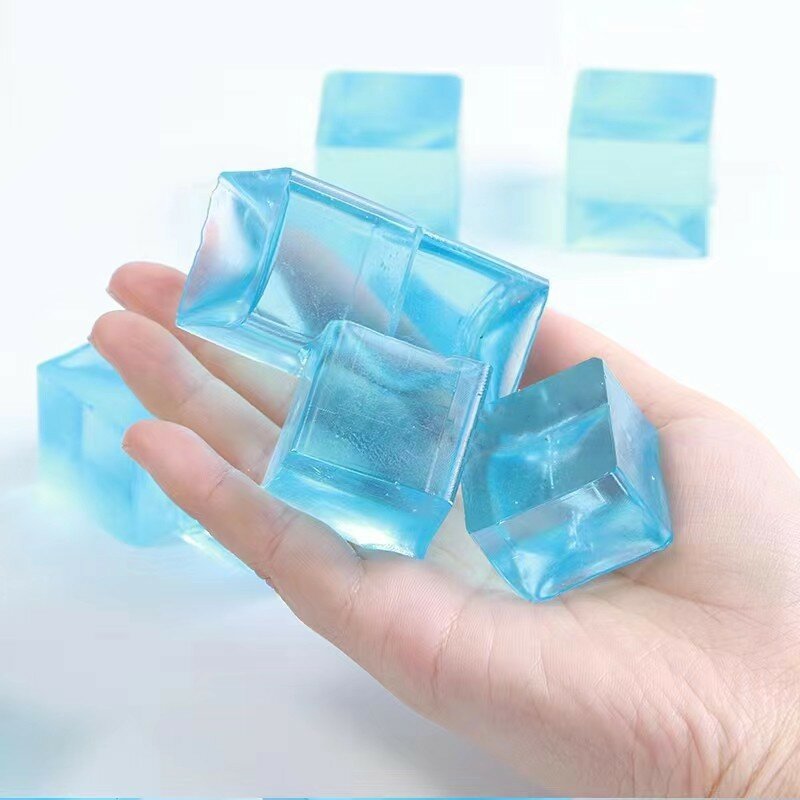 New Fidget Toys Mini Squishy Toys Mochi Ice Block Stress Ball Toy Kawaii Transparent Cube Cat Paw Fish Stress Relief Squeeze Toy