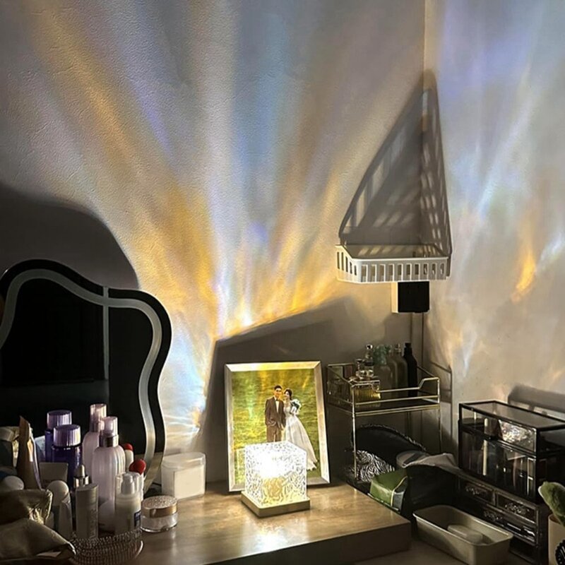 Lampa zorza polarna, lampa z kostki fali, projektor fal oceanu, 16-kolorowa oświetlenie do sypialni z efektem fali wodnej