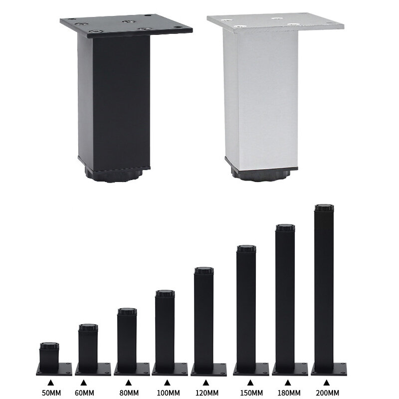 Liga de alumínio gabinete pé altura ajustável móveis suporte pernas rolamento 50 kg/pçs cadeiras mesa cama sofá pés de nível quadrado