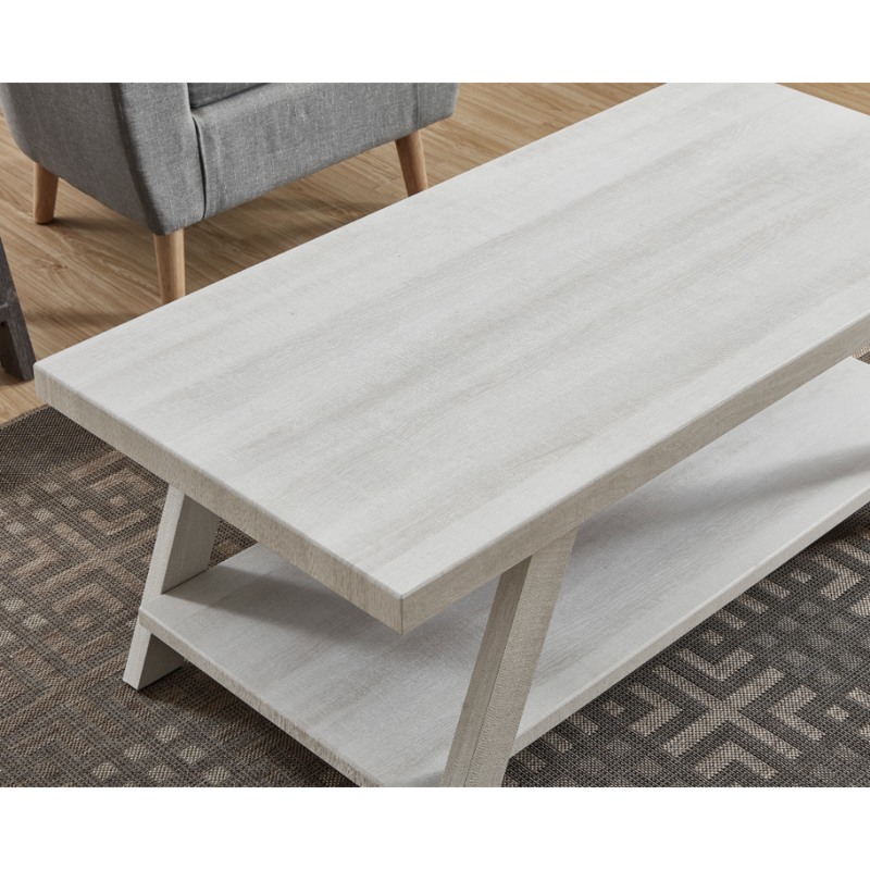 Athens Contemporary Wood Shelf Coffee Table Living Room Table  Living Room Furniture  Centre Table 48.00 X 24.00 X 19.00 In