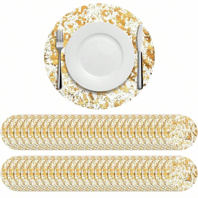 Набор одноразовых золотых салфеток Leeseph, 13-дюймовые круглые прессованные салфетки из золотой фольги для украшения дома, обеденный стол