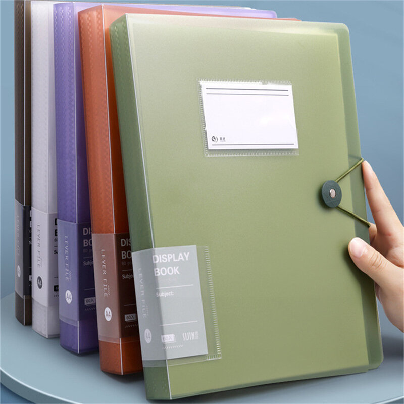 A4 File Folder 30 Pages Transparent Insert Paper Document Organizer Waterproof School Office Data Information Storage Books