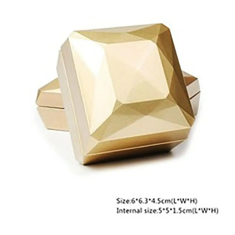 Caixa de jóias quadrada de tinta de borracha Luz LED Caixa de luxo para proposta de casamento Organizador de presente de casamento